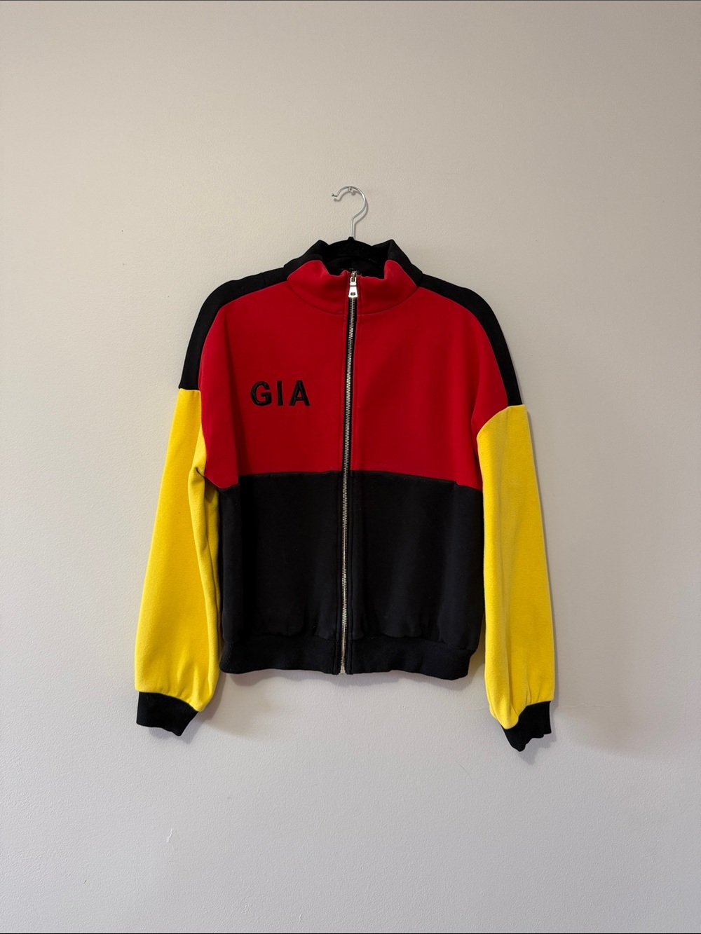 I.AM.GIA Red, Black & Yellow Colorblock Bomber Jacket